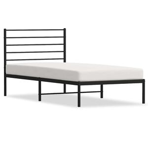 vidaXL Bed Frame Black Powder-Coated Steel Single Bed Frame