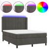 vidaXL Box Spring Bed with Mattress&LED Dark Gray 53.9"x74.8" Full Velvet