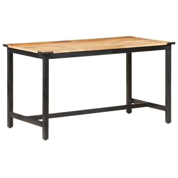 vidaXL Dining Table Rough Mango Wood and Black