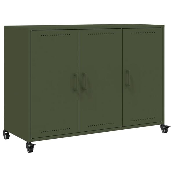 vidaXL Sideboard Olive Green 39.6"x15.4"x28.3" Steel