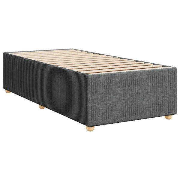 vidaXL Bed Frame Dark Grey Polyester, Plywood, Engineered Wood Twin