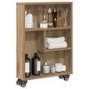 vidaXL Narrow Storage Trolley Artisian Oak 18.9x5.1x26.8" Engineered Wood