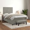 vidaXL Box Spring Bed Light grey Velvet Full Adjustable Headrests