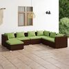 vidaXL Garden Lounge Set Brown PE rattan, Powder-coated steel, Plastic