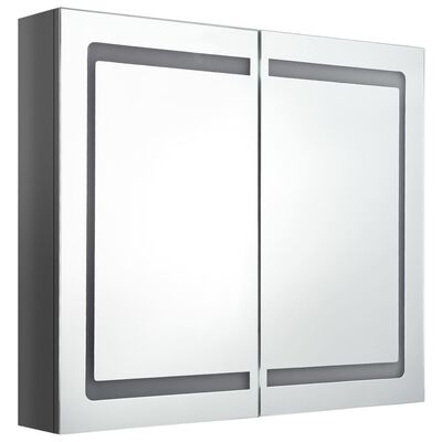 vidaXL LED Bathroom Mirror Cabinet Shining Gray 31.5"x4.7"x26.8"