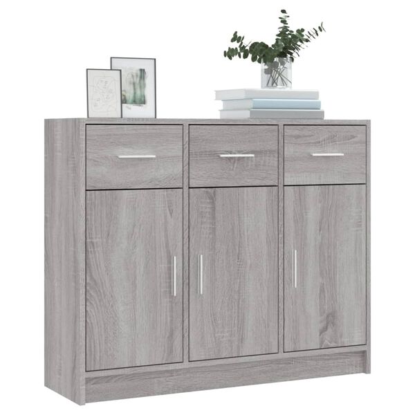 vidaXL Sideboard Grey Sonoma Engineered Wood 35.8 x 11 x 29.5 in