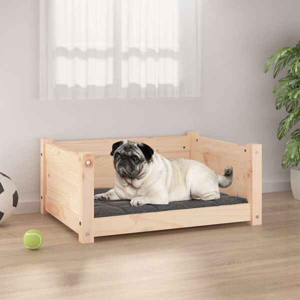 vidaXL Dog Bed Natural Wood Solid Pine Wood 25.8x19.9x11.0 in Durable