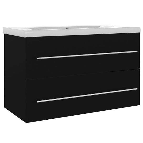 vidaXL Sink Cabinet With Basin Black and White Engineered wood and ceramic