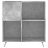 vidaXL Record Cabinet Concrete Gray Engineered Wood, Iron Medium