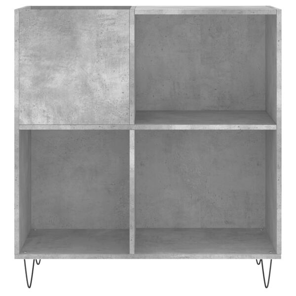 vidaXL Record Cabinet Concrete Gray Engineered Wood, Iron Medium