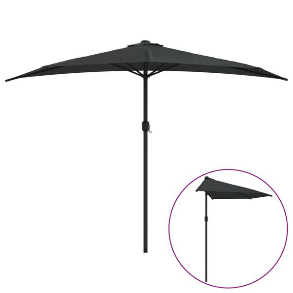 vidaXL Balcony Parasol Black Fabric, steel, aluminum 118.1x61.0x87.8 in