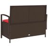 vidaXL Patio Storage Bench Brown with Red cushions