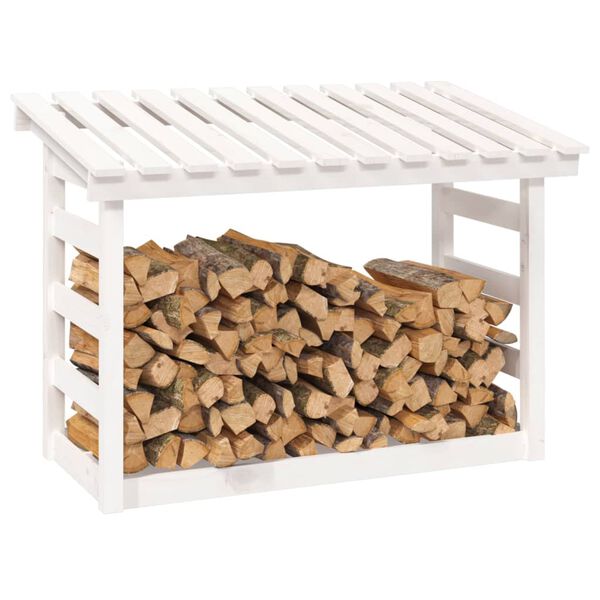vidaXL Firewood Rack White 42.5x25.4x30.7" Solid Wood Pine