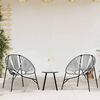 vidaXL Garden Chair Set Black and Light Gray PE Rattan, Powder-Coated Steel