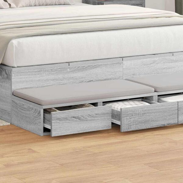 vidaXL Bed Drawers Grey Sonoma 55.12 x 14.37 x 6.50 in Engineered Wood
