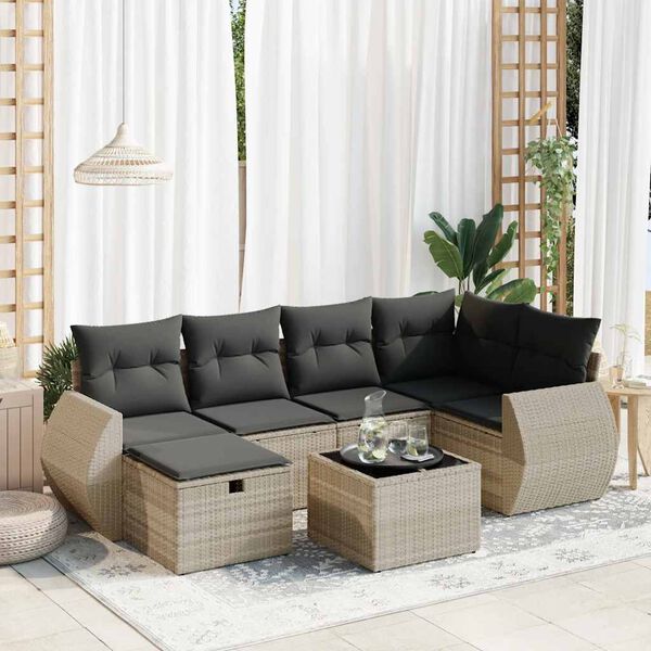 vidaXL Garden Sofa Set Light grey