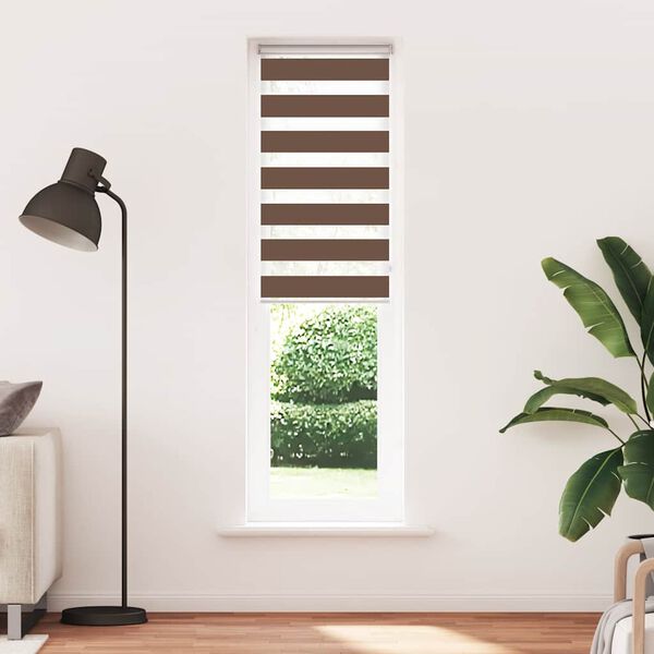 vidaXL Zebra Blind Brown Polyester, Aluminum 25.6 x 90.6 in