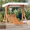 vidaXL Swing Bed Teak, Cream Solid spruce wood, polyester