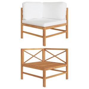 vidaXL Corner Sofa Cream Solid Teak Wood Medium Durable Corner Sofa