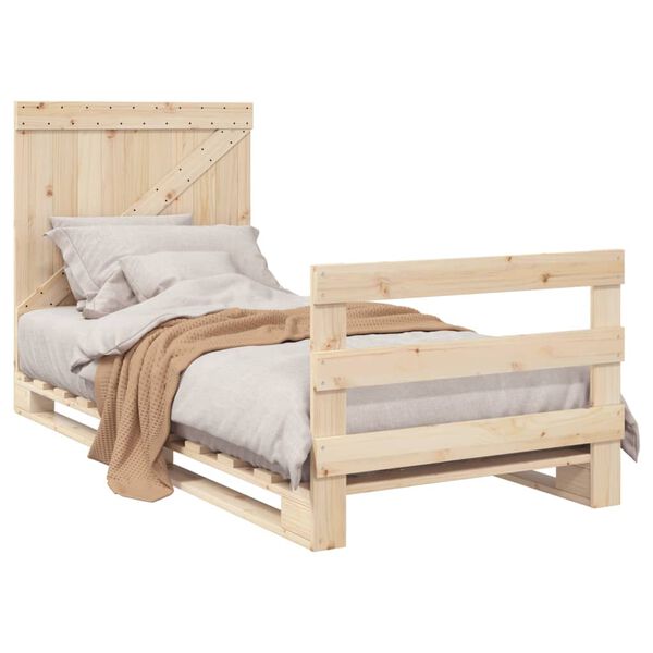 vidaXL Bed Frame Natural wood Solid pine wood Twin Durable Bed Frame
