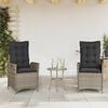 vidaXL Bistro Set Grey Poly Rattan Removable Covers Bistro Set Round