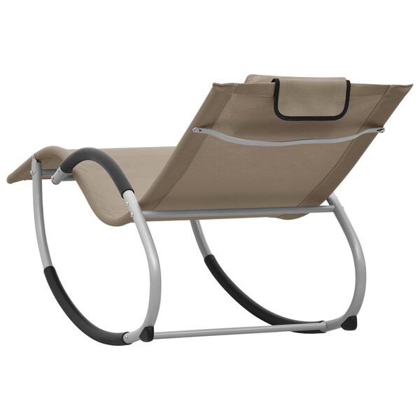 vidaXL Sun Lounger Taupe and Grey Textilene, Powder-Coated Steel Standard