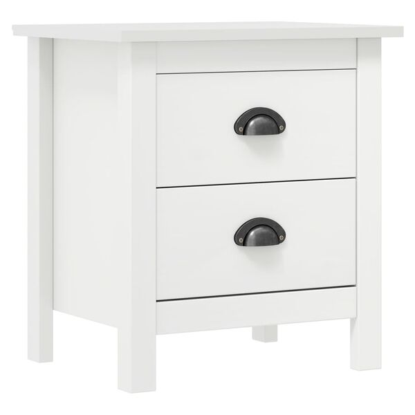 vidaXL Bedside Cabinet White Solid pine wood Medium Bedside Cabinet