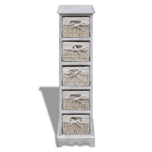 vidaXL Storage Rack White Paulownia wood, Cotton, Polyester Tall
