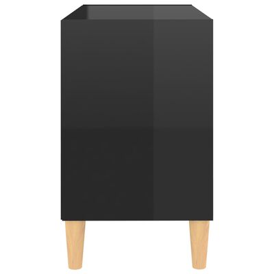 vidaXL TV Cabinet with Solid Wood Legs High Gloss Black 27.3"x11.8"x19.6"
