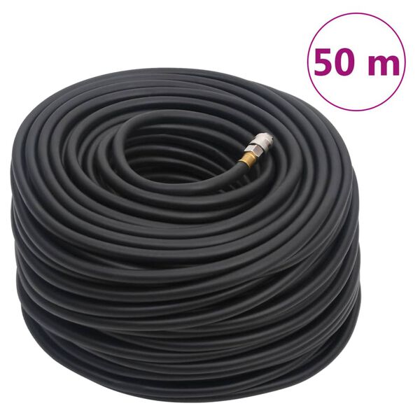 vidaXL Hybrid Air Hose Black 0.6" 164' Rubber and PVC