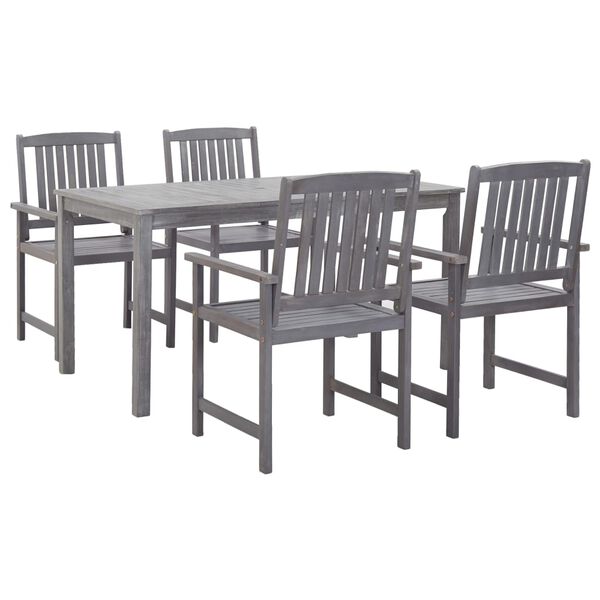vidaXL Outdoor Dining Set Grey Solid Acacia Wood Medium Durable