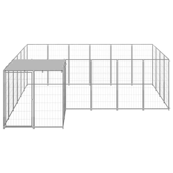 vidaXL Dog Kennel Silver Powder-Coated Steel Large Durable Dog Kennel