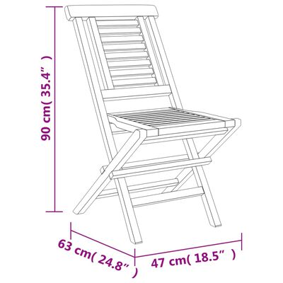 vidaXL Folding Patio Chairs 8 pcs 18.5"x24.8"x35.4" Solid Wood Teak