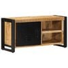 vidaXL TV Cabinet Black and Brown Solid Rough Mango Wood, Iron