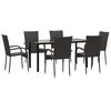 vidaXL Garden Dining Set Brown Poly Rattan Stackable Garden Dining Set