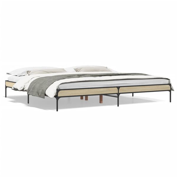 vidaXL Bed Frame Sonoma Oak Engineered wood, Metal, Plywood Super King
