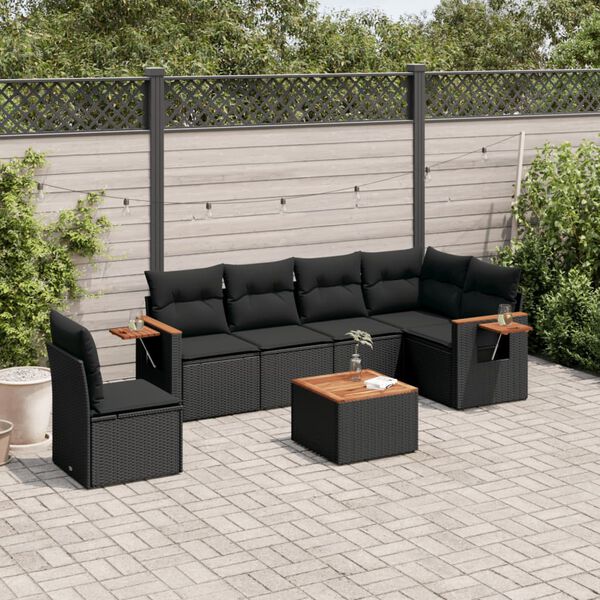 vidaXL Garden Sofa Set Black
