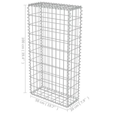 vidaXL Gabion Wall with Covers Galvanized Steel 19.7"x7.78"x39.4"