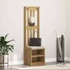 vidaXL Hall Tree Walnut Solid Pine wood Standard Hall Tree Rectangular