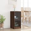 vidaXL Side Cabinet with Glass Doors Brown Oak 13.8"x14.6"x29.7"