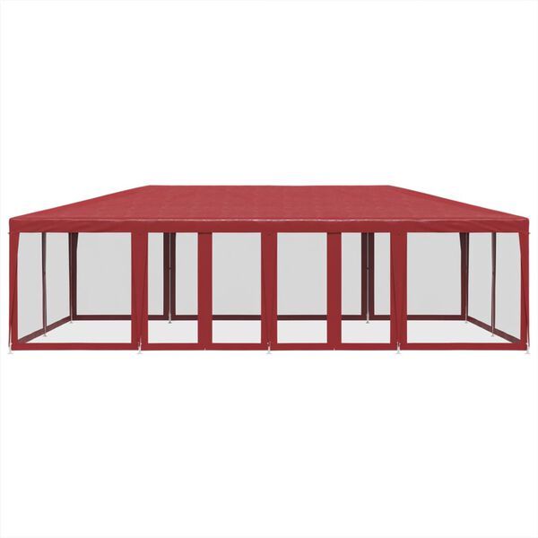 vidaXL Party Tent Red HDPE, powder-coated iron 8x4 ft
