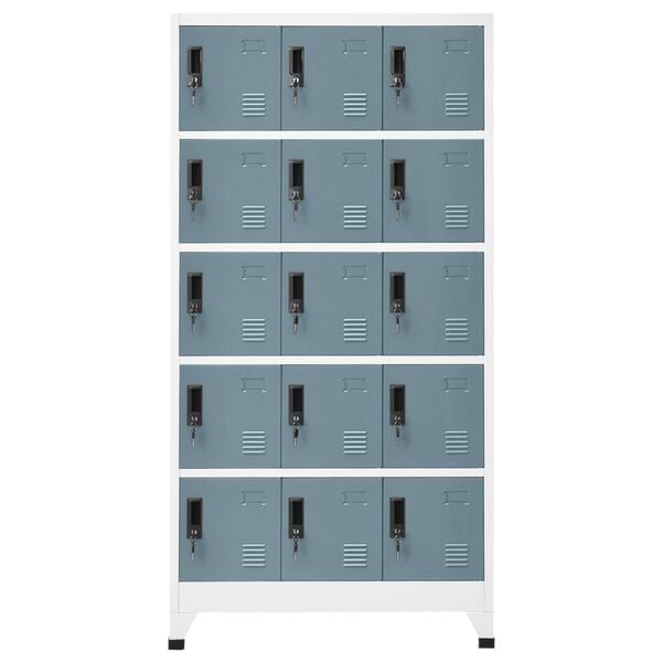 vidaXL Locker Cabinet Light grey and dark grey Steel Large