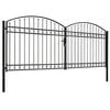 vidaXL Fence Gate Double Door with Arched Top Steel 157.5x68.9" Black