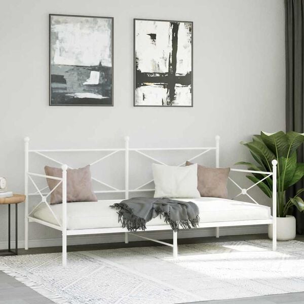 vidaXL Daybed with Trundle White Steel 39.4 x 78.7 in