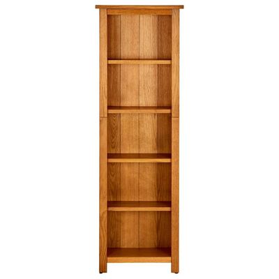 vidaXL 5-Tier Bookcase 17.7"x8.7"x55.1" Solid Oak Wood