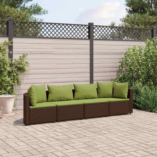 vidaXL Patio Sofa Set Set of 4 Brown and Green