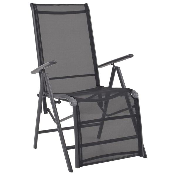 vidaXL Sunlounger Black Aluminum Medium Adjustable Armrests