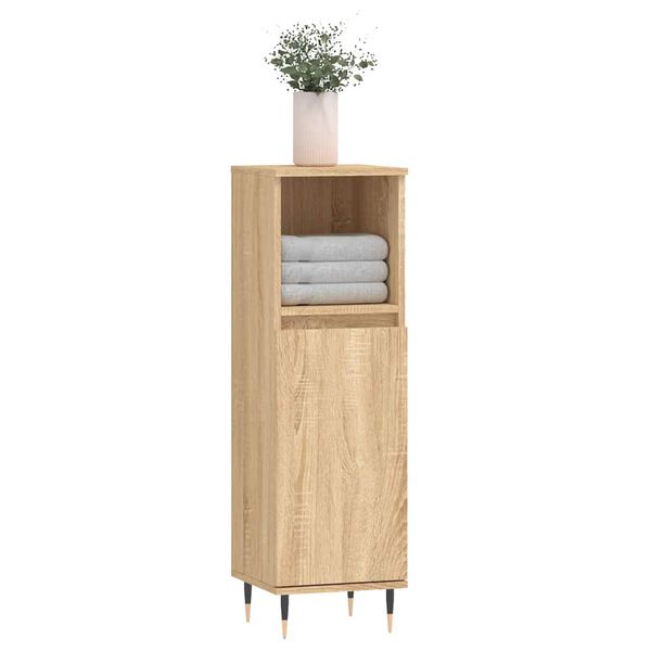 vidaXL Bathroom Cabinet Sonoma Oak Engineered Wood Tall Bathroom Cabinet