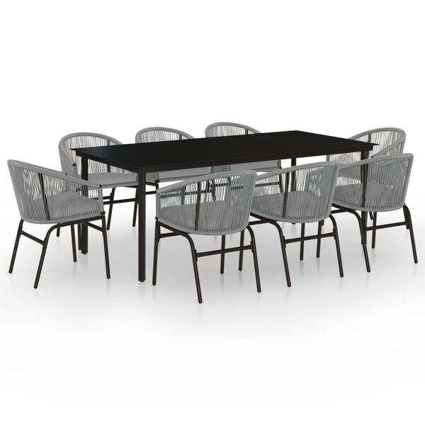 vidaXL Garden Dining Set Grey, Black