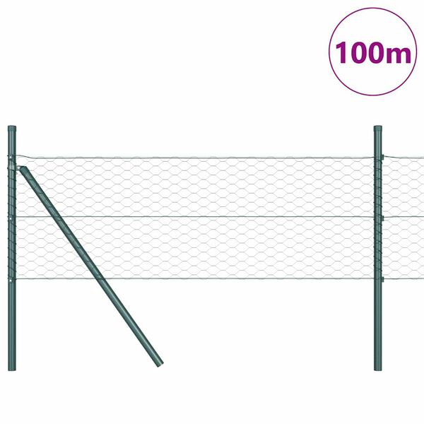 vidaXL Fence Post Green 328.08 x 1.64 ft (1.42 in mesh) Steel and PVC